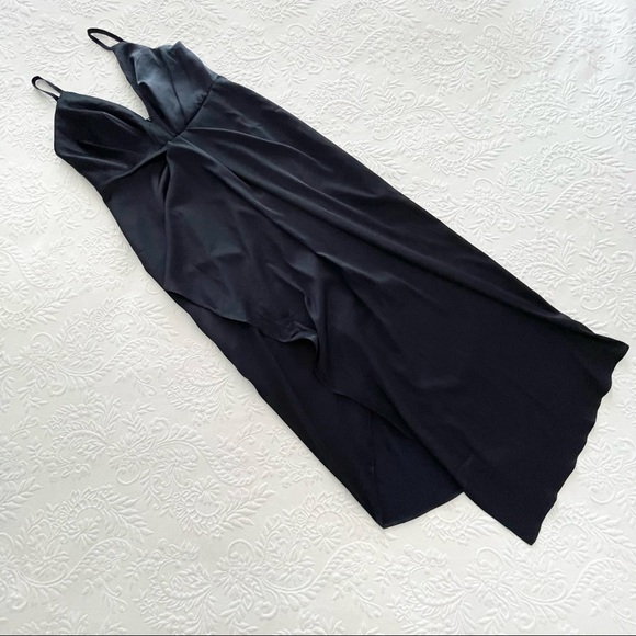 NWOT Lulus Caught Feelings Navy Blue Satin Ruffled Midi Dress Small Medium Large - Picture 5 of 16